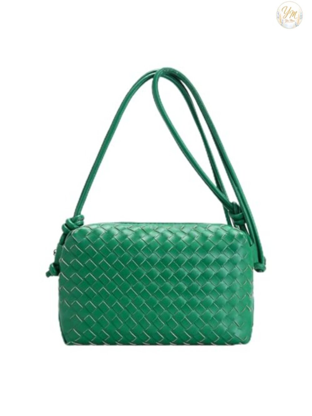 Vegan Leather Woven Crossbody Bag for Women Compact Shoulder Handbag